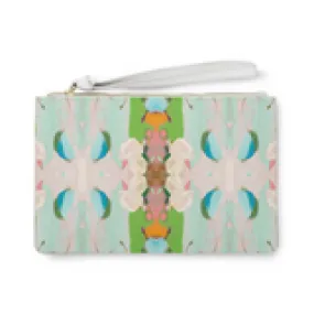 Monet's Garden Green Leather Clutch