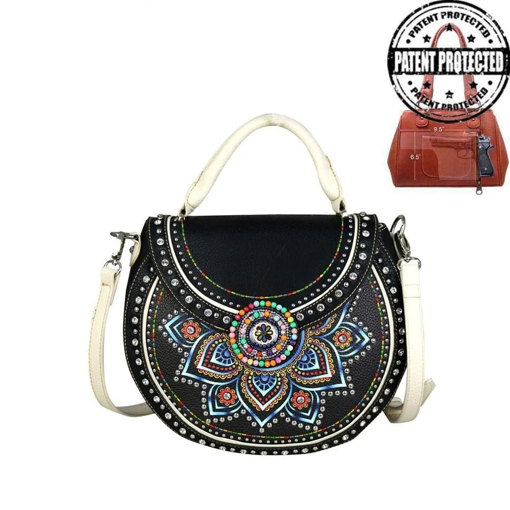 Montana West® Brightly Beaded Multi Color Concho Concealed Carry Purse Firearm Handbag Wallet Set