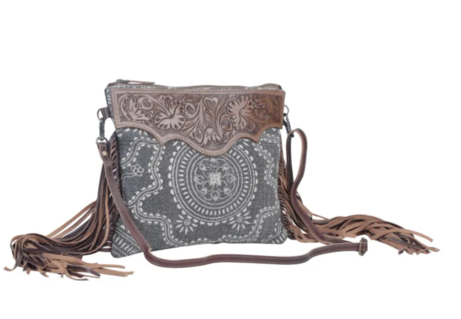 MYRA Women's MONOCHROMATIC MOTIF HAND-TOOLED BAG