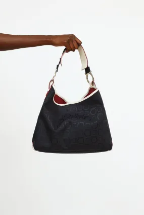 Navy Monogram Canvas Shoulder Bag