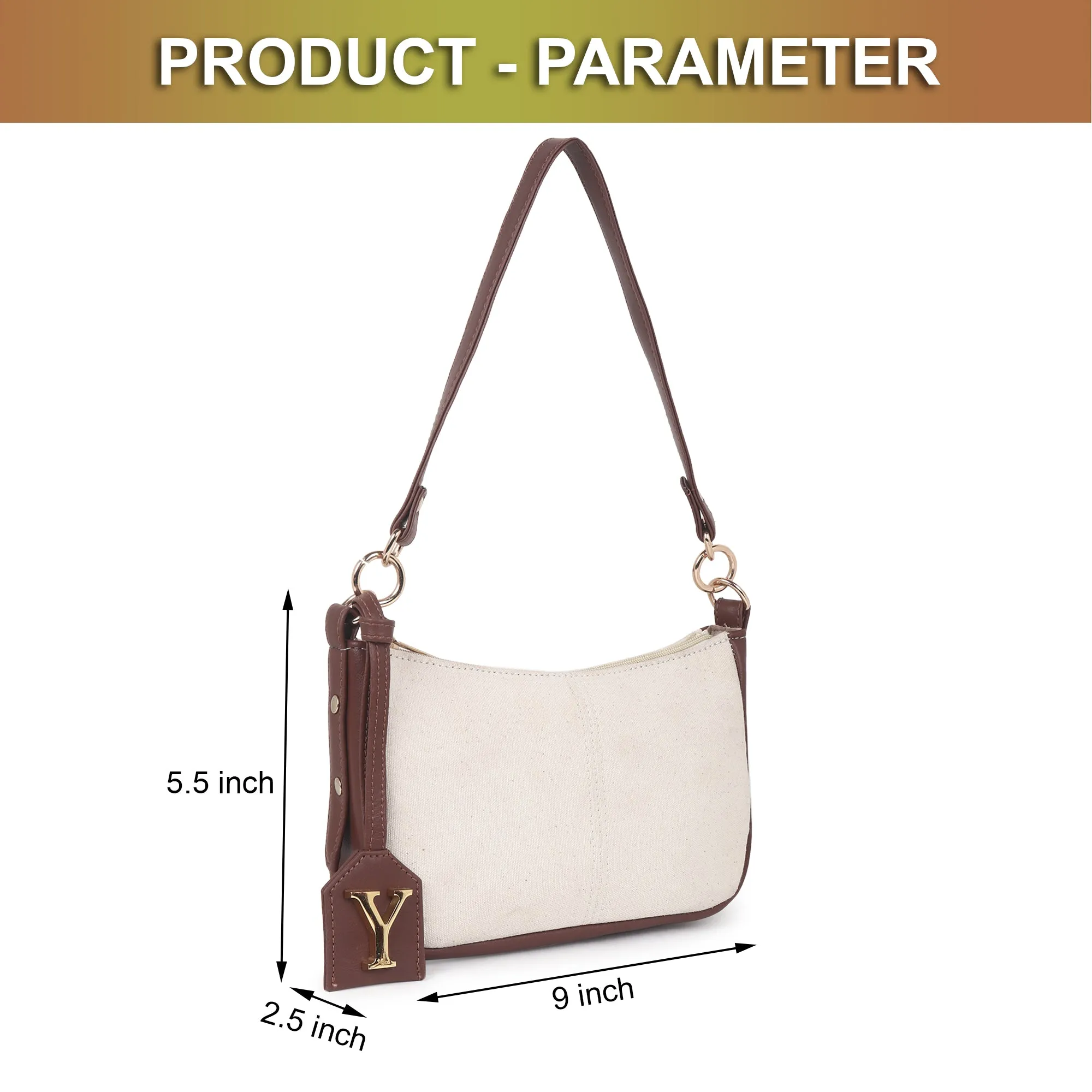 Off White Canvas Sling Bag for Women