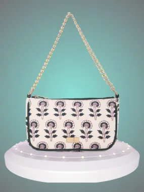 Off White Printed Sling bag