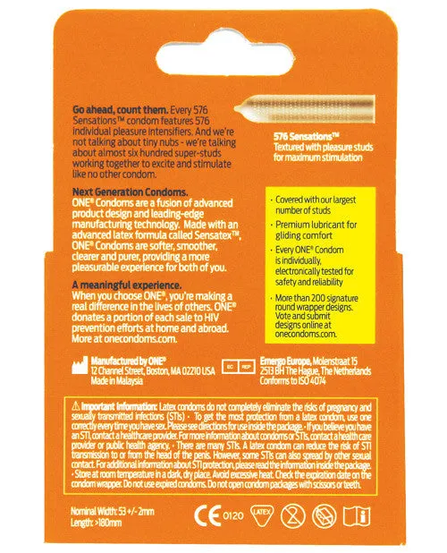 One 576 Sensations Condoms - Box Of 3