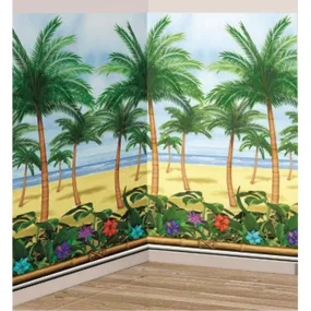 Palm Tree Plastic Scene Setters Plastic Room Roll