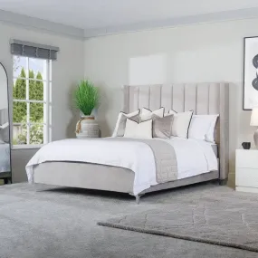 Panther Silver Fabric King Size Bed Frame