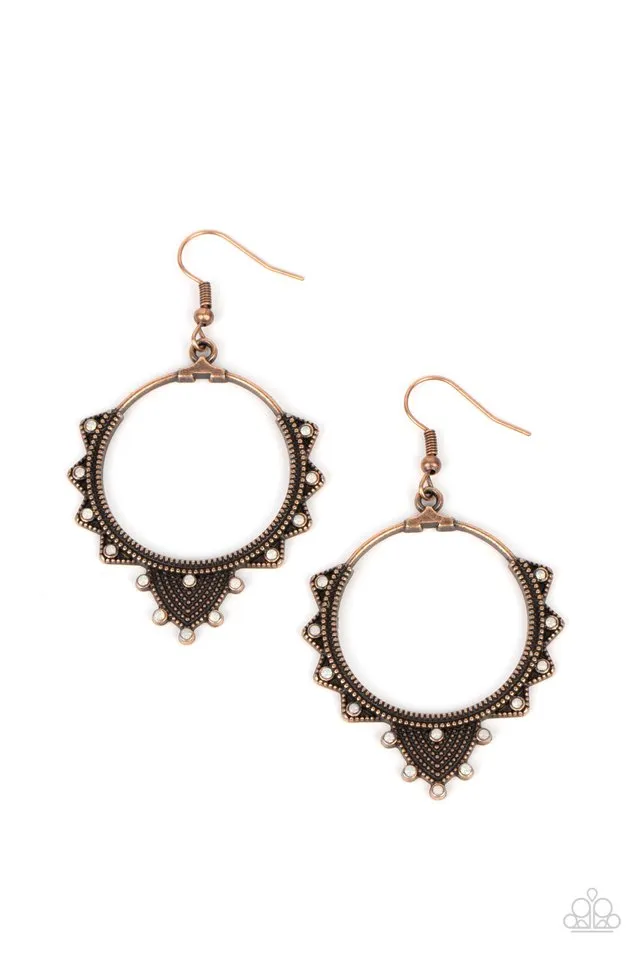 Paparazzi Earring ~ Textured Twinkle - Copper