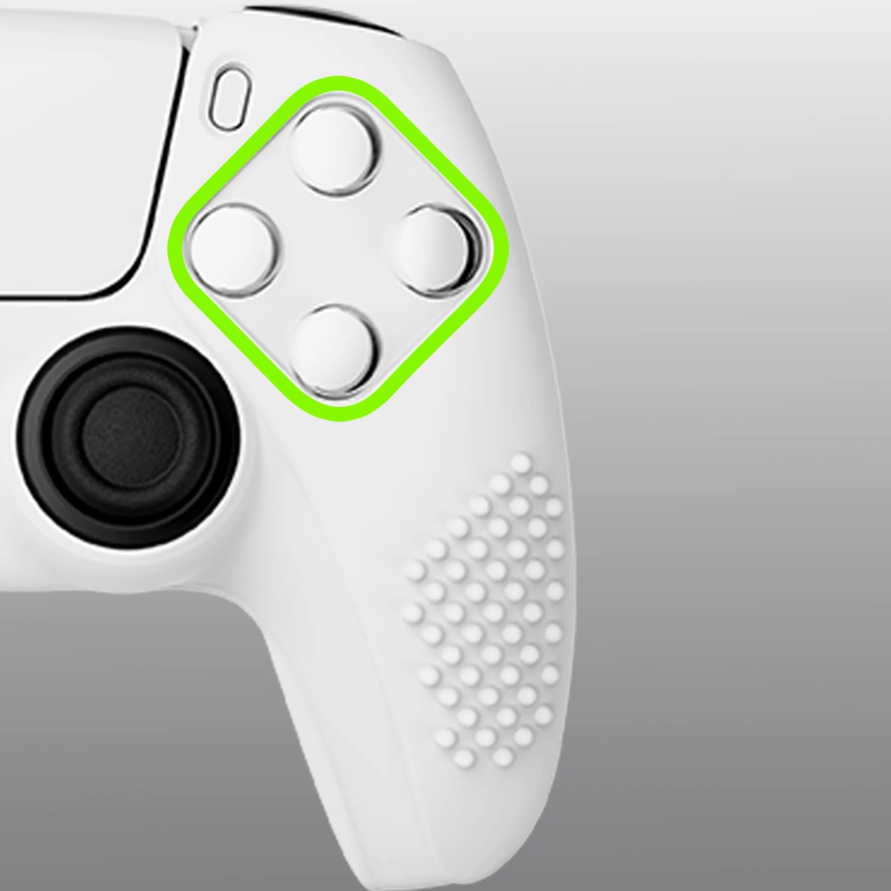 PlayVital White 3D Studded Edition Anti-slip Silicone Cover Skin for 5 Controller, Soft Rubber Case Protector for PS5 Wireless Controller with 6 White Thumb Grip Caps - TDPF002