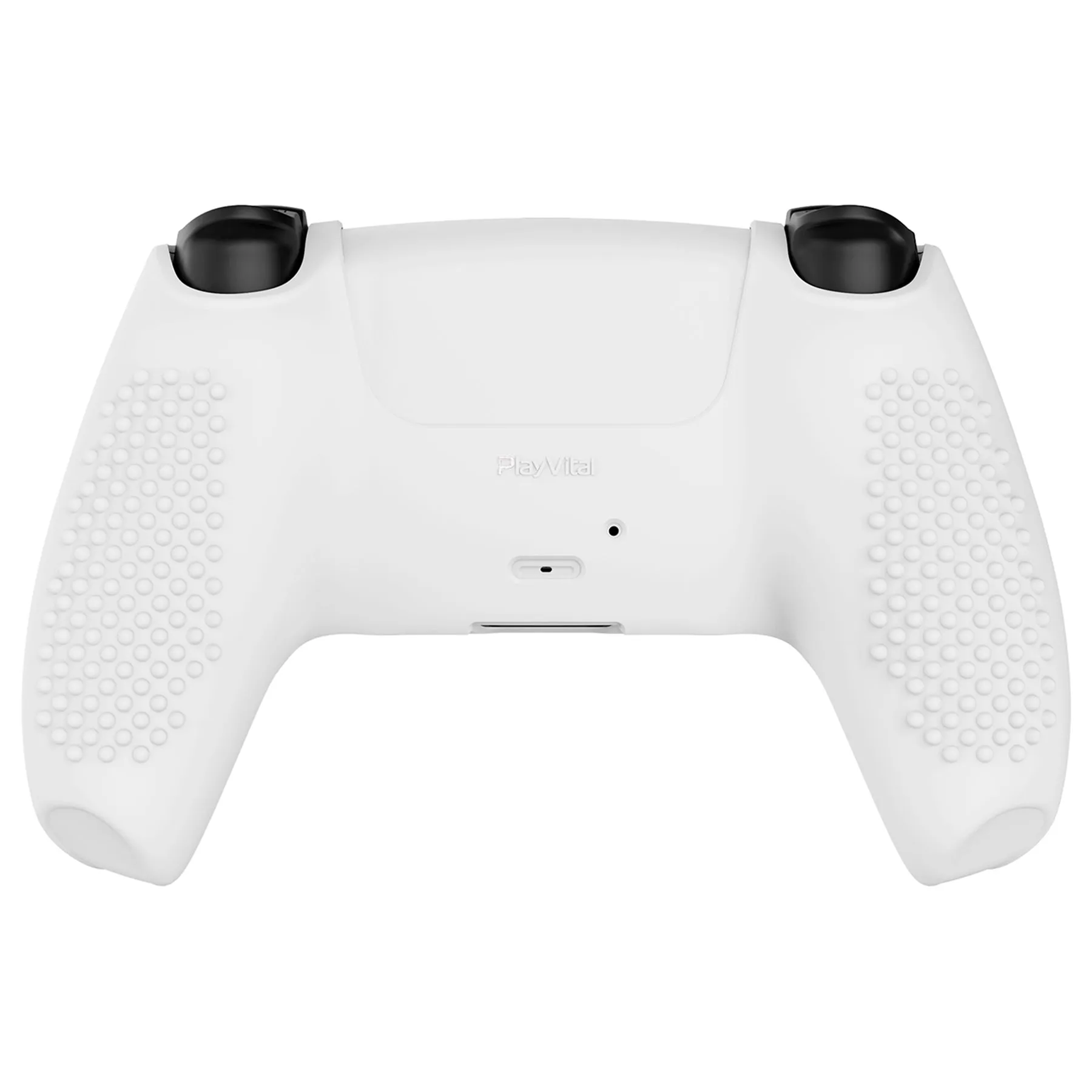 PlayVital White 3D Studded Edition Anti-slip Silicone Cover Skin for 5 Controller, Soft Rubber Case Protector for PS5 Wireless Controller with 6 White Thumb Grip Caps - TDPF002
