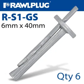 RAWLPLUG CEILING WEDGE ANCHOR 6X40MM 6 -BAG RAW R-S1-GS06040-6