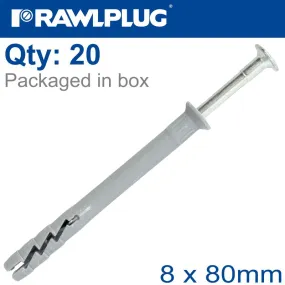 RAWLPLUG NYL NAIL-IN FIXING 8X80MM   CSK HEAD X20 -BAG RAW R-S1-FX-N08L080-20