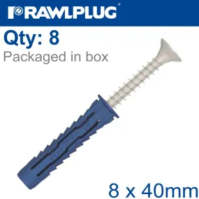 RAWLPLUG UNIVERSAL NYL PLUG 8X40MM X8 -BAG RAW R-S1-4ALL-08K-8