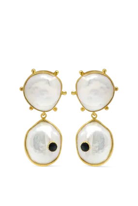 Rebel Rebel Pearl & Blue Sapphire Statement Earrings