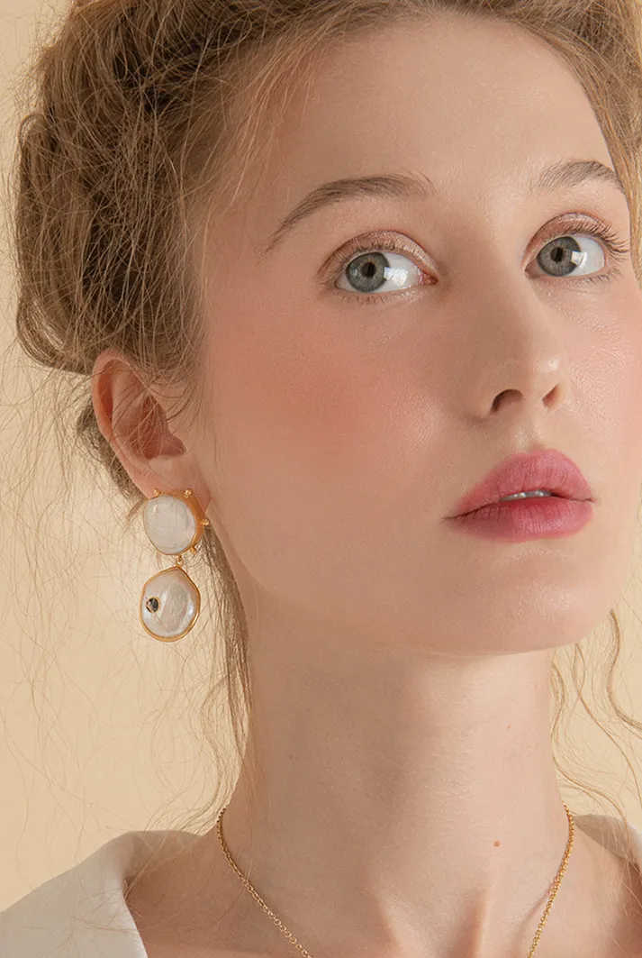Rebel Rebel Pearl & Blue Sapphire Statement Earrings