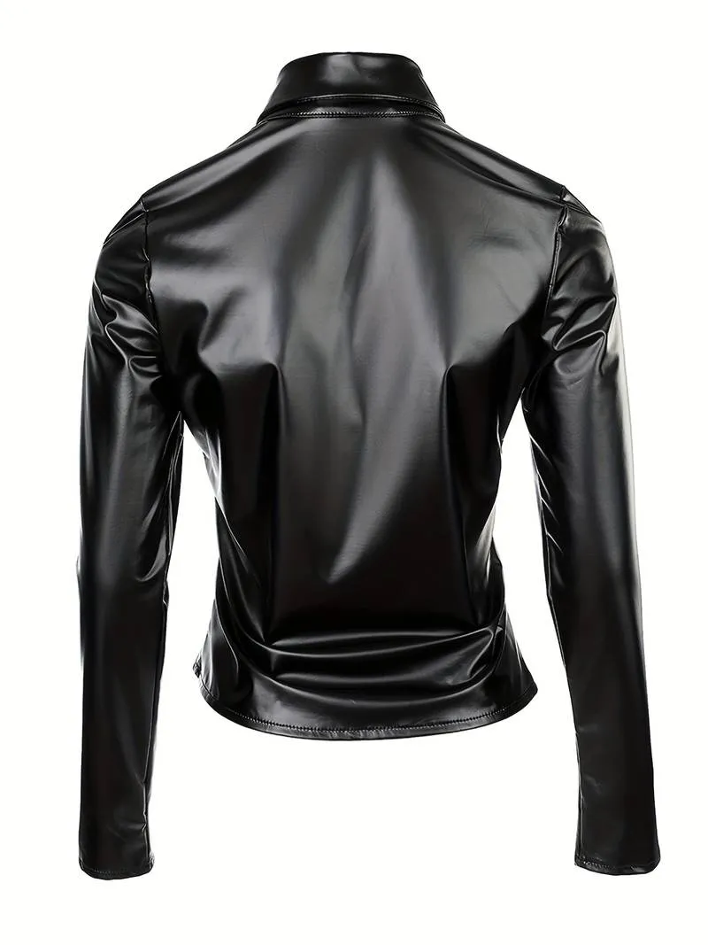 Rivet Studded PU Leather Top