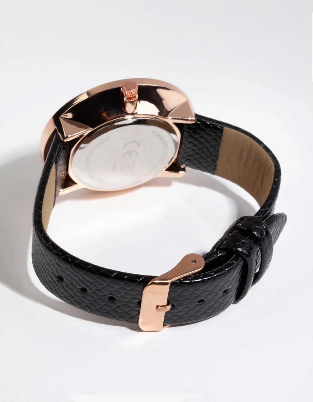 Rose Gold Diamante Snake Strap Watch