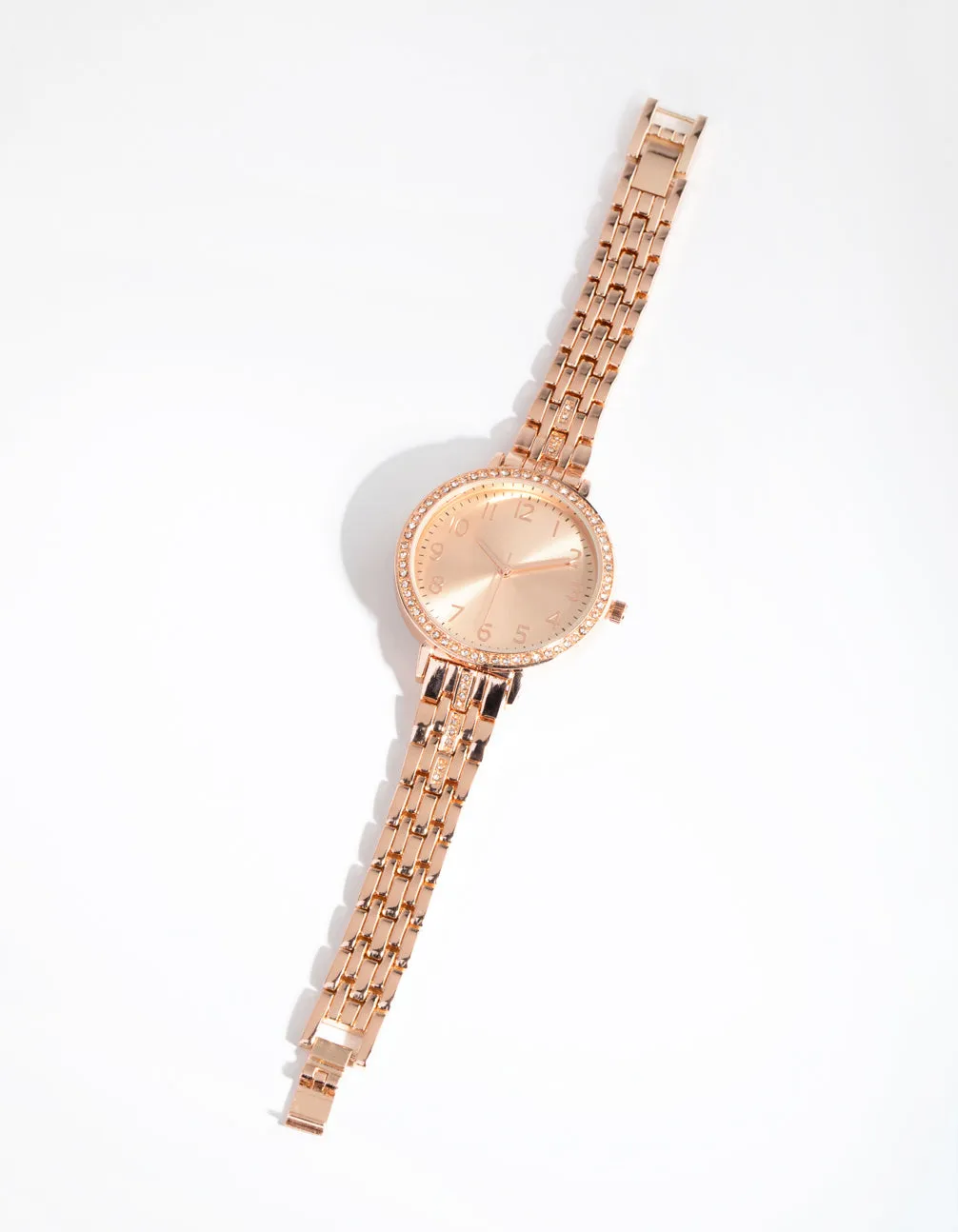 Rose Gold Simple Bling Link Watch