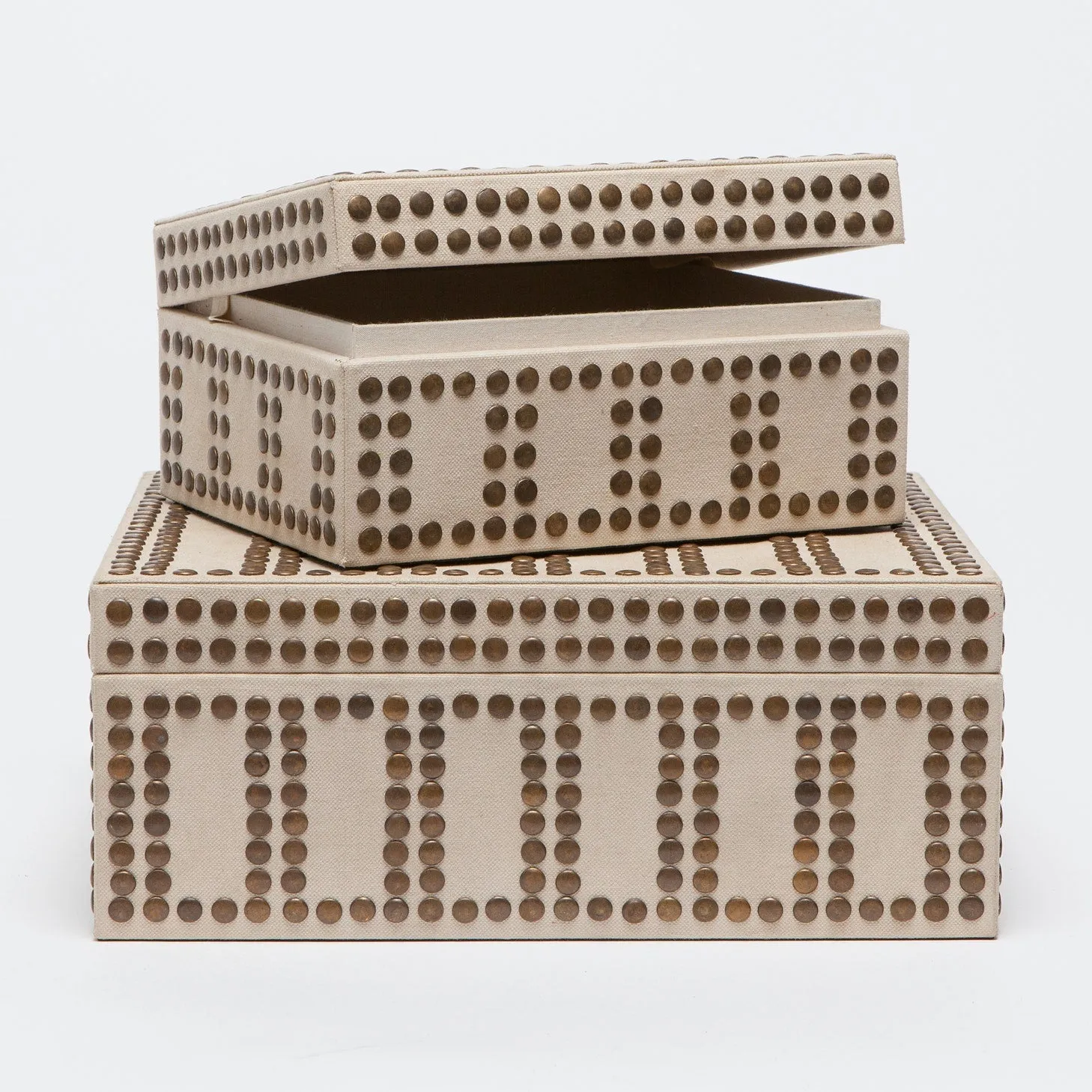 Small Studded White Canvas Box