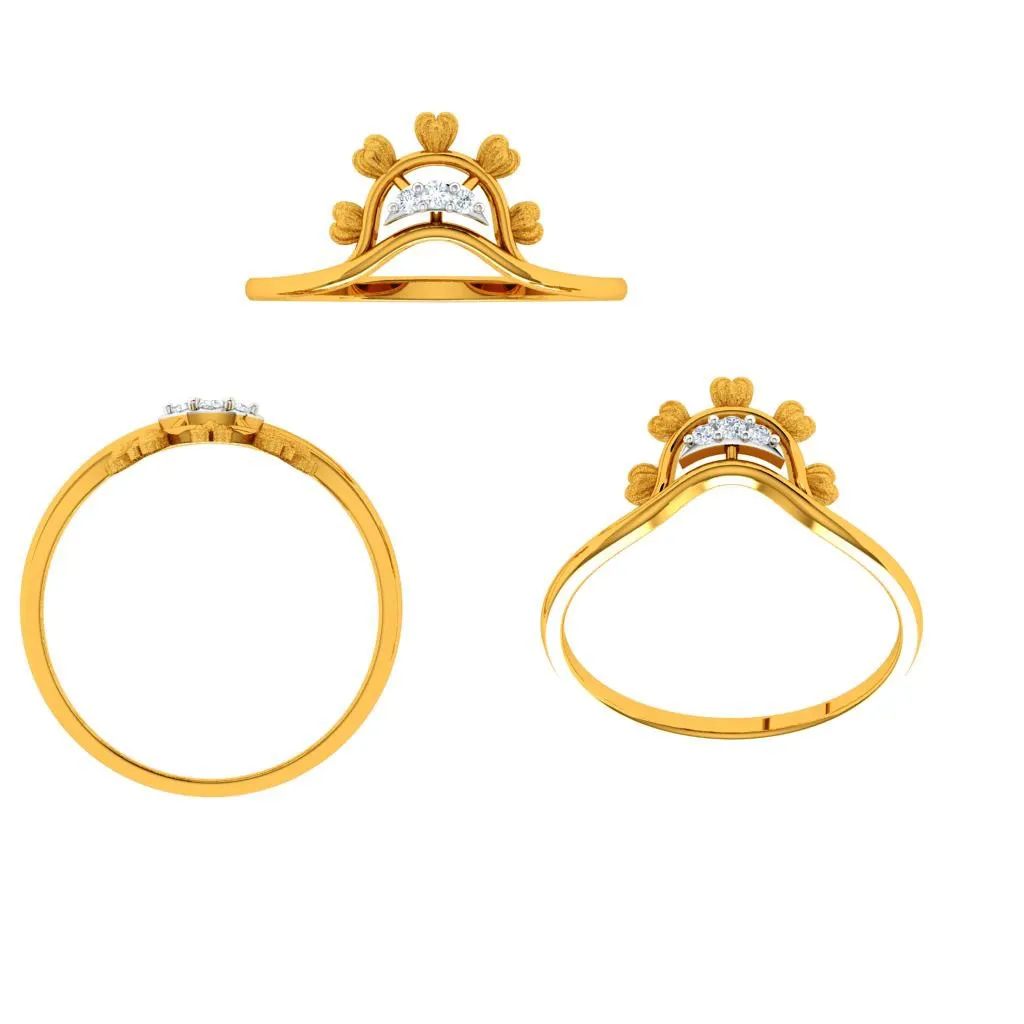 Stone Studded Fashionable Designed 18KT Women's Gold Ring