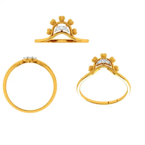 Stone Studded Modern Designed 14KT Women's Gold Ring
