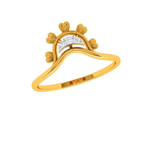 Stone Studded Modern Designed 14KT Women's Gold Ring