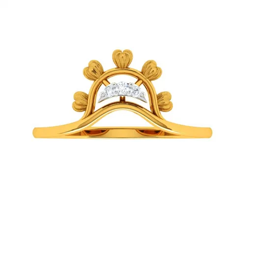 Stone Studded Modern Designed 14KT Women's Gold Ring