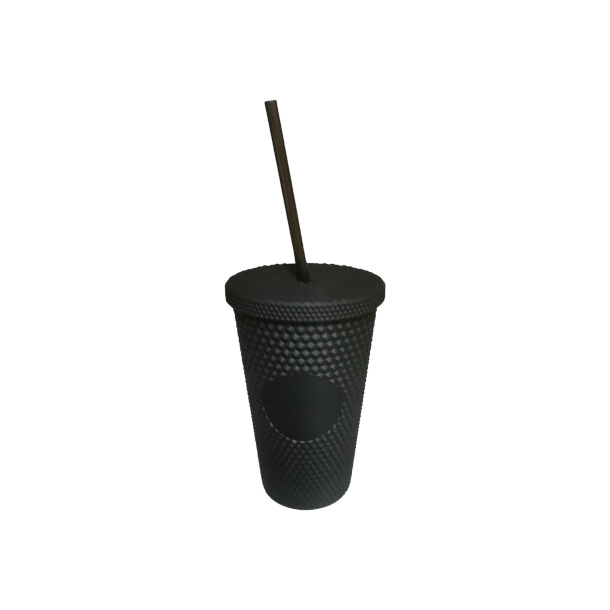 Studded Drinking Tumbler 450ml Vintage Matte Pastel Cup & Straw