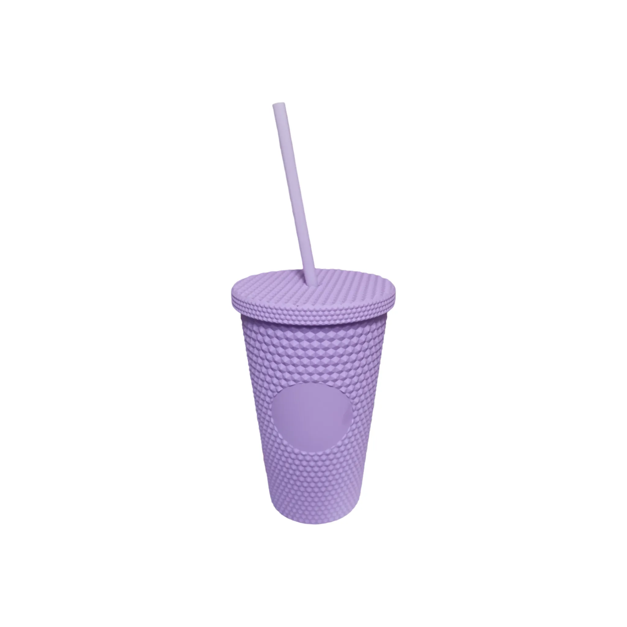 Studded Drinking Tumbler 450ml Vintage Matte Pastel Cup & Straw