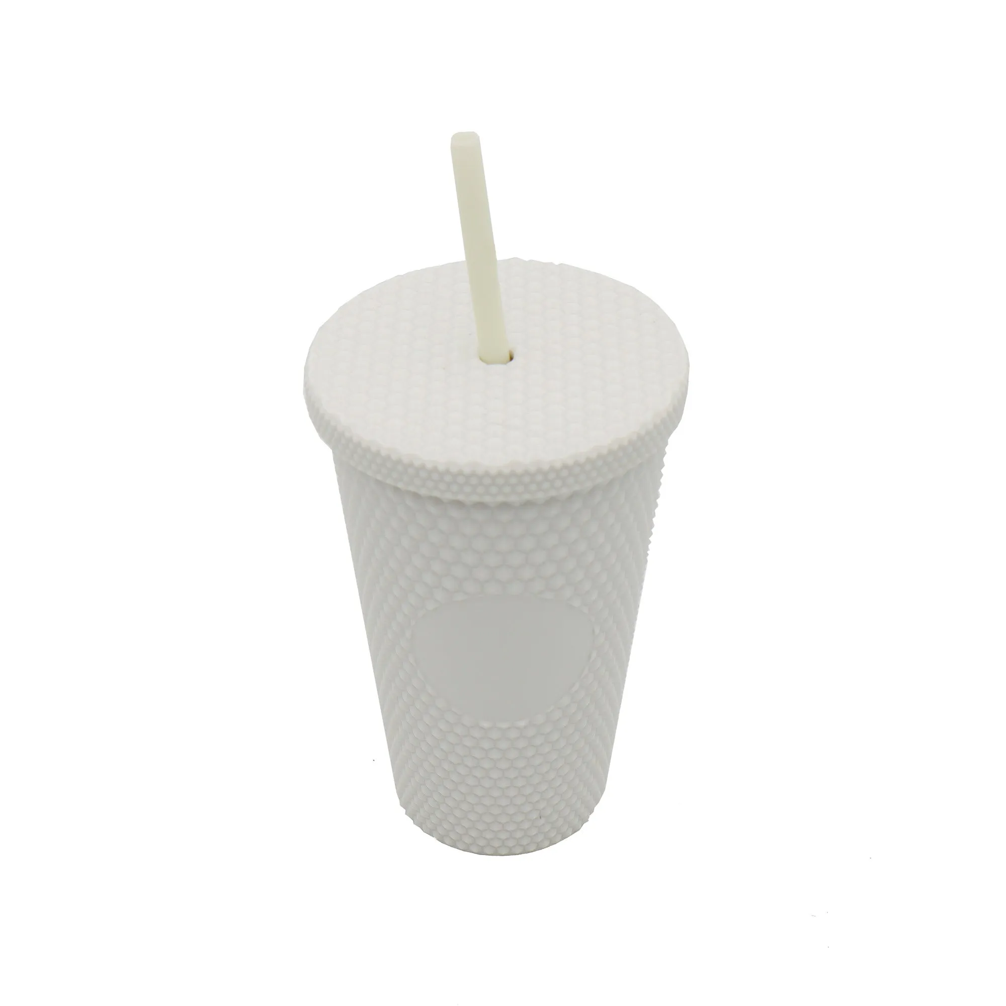 Studded Drinking Tumbler 450ml Vintage Matte Pastel Cup & Straw