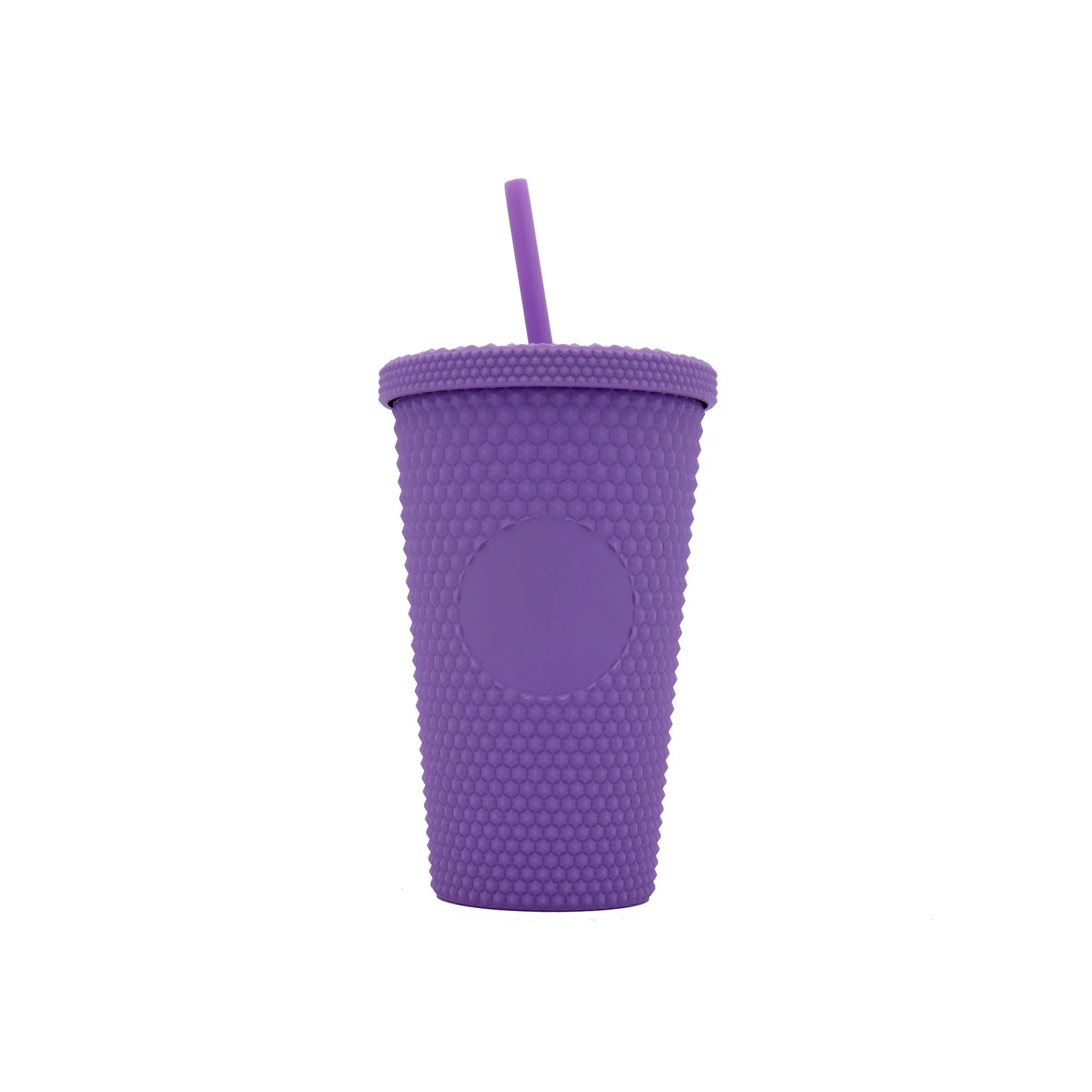 Studded Drinking Tumbler 450ml Vintage Matte Pastel Cup & Straw