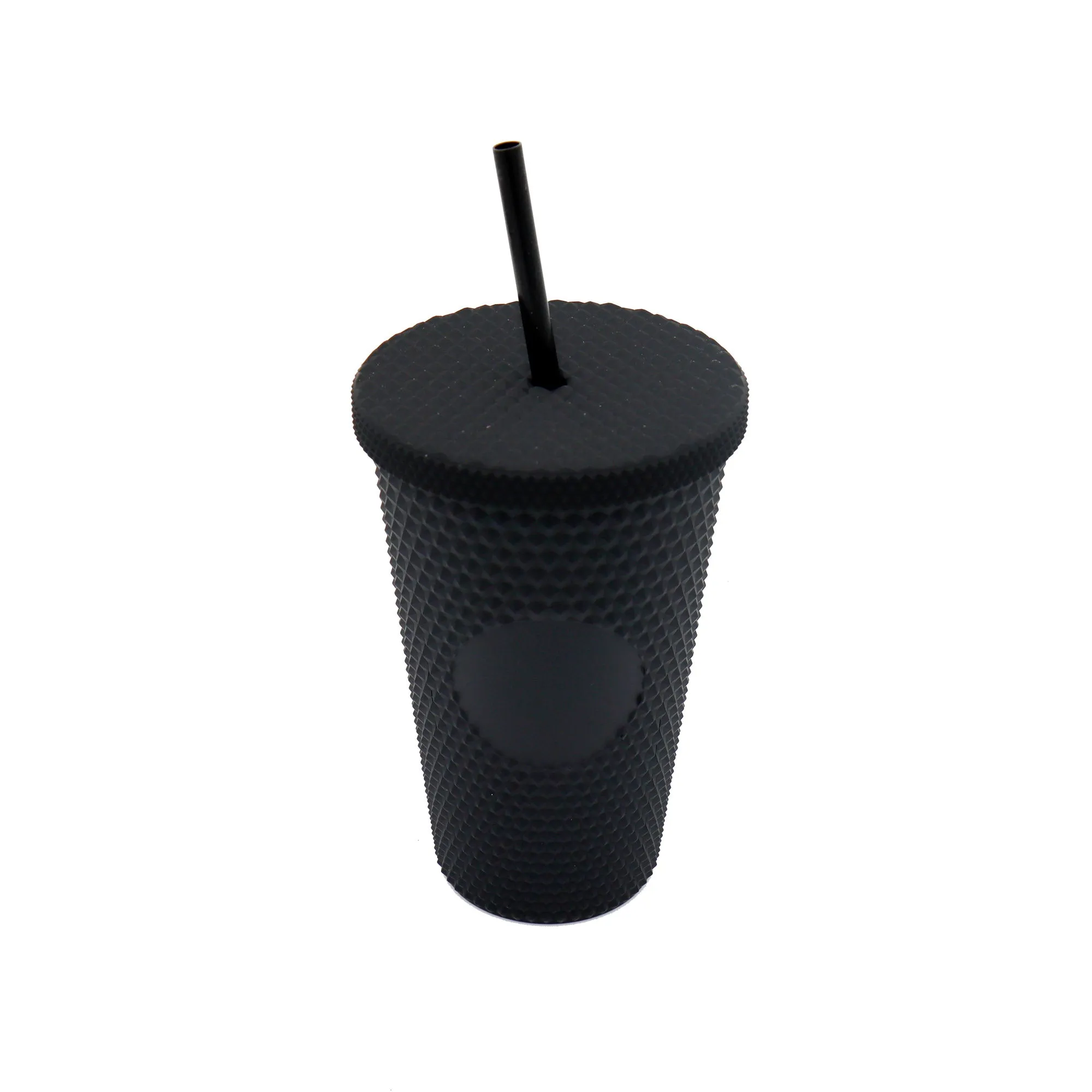 Studded Drinking Tumbler 450ml Vintage Matte Pastel Cup & Straw