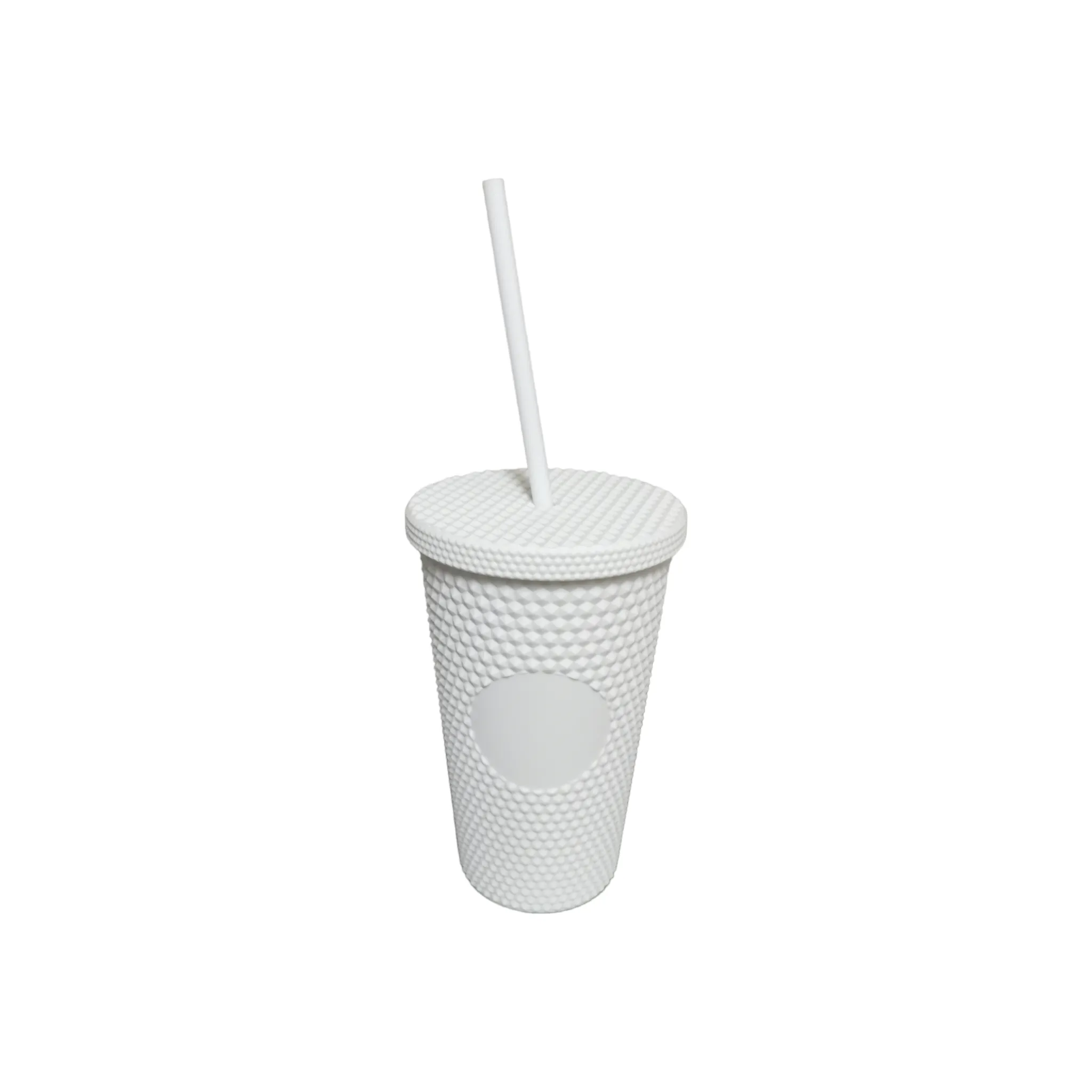 Studded Drinking Tumbler 450ml Vintage Matte Pastel Cup & Straw