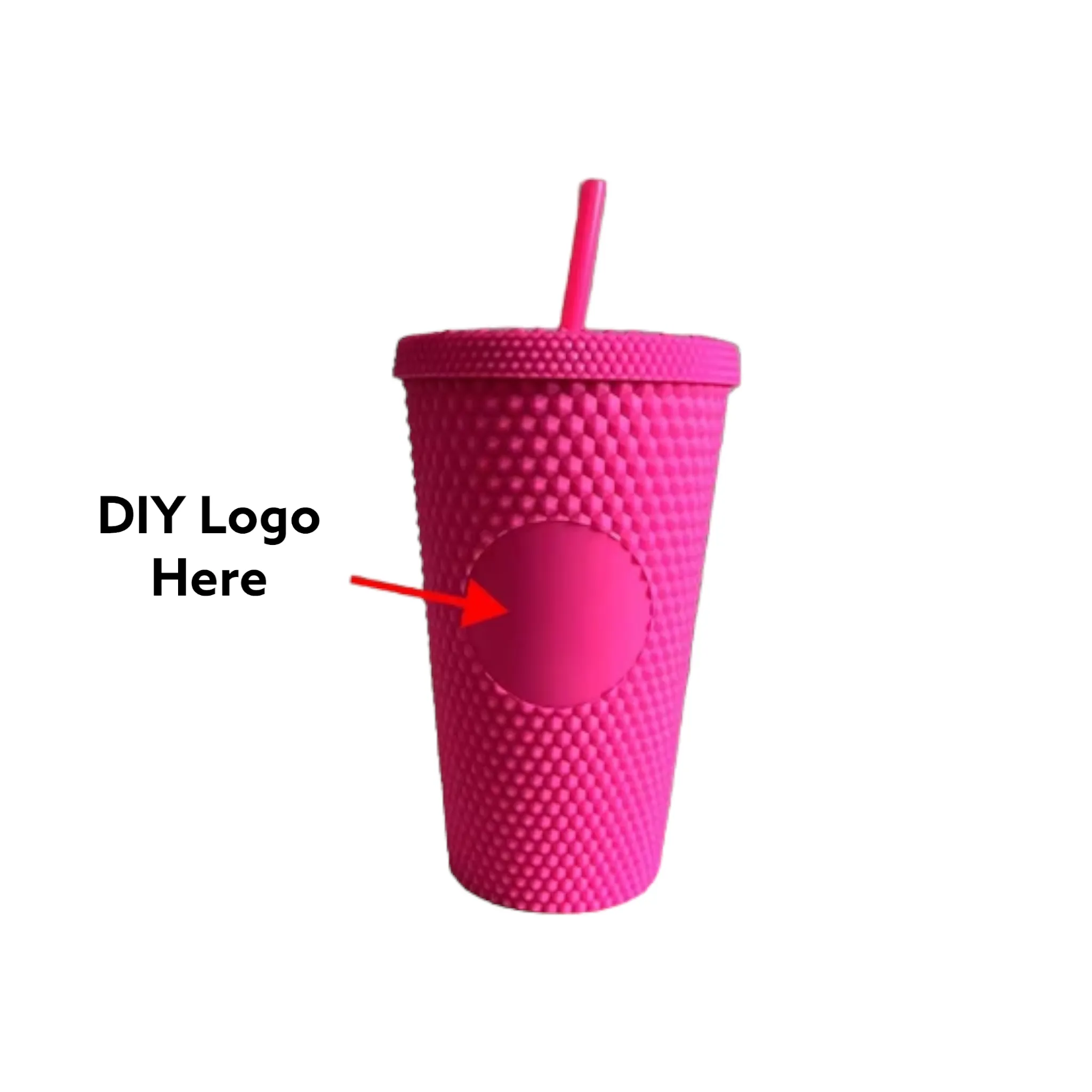 Studded Drinking Tumbler 450ml Vintage Matte Pastel Cup & Straw