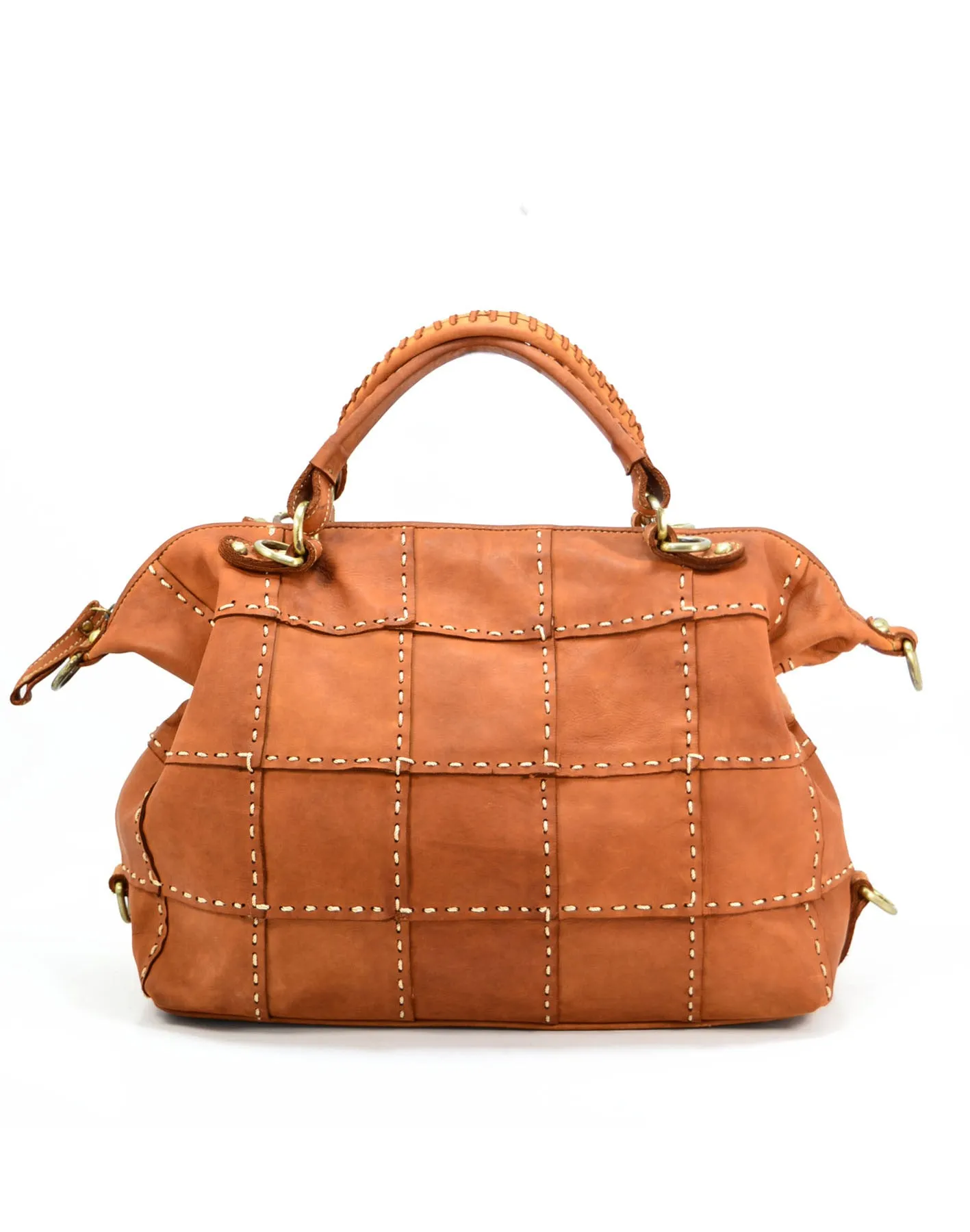 Studded leather patchwork tote bag wholesale
