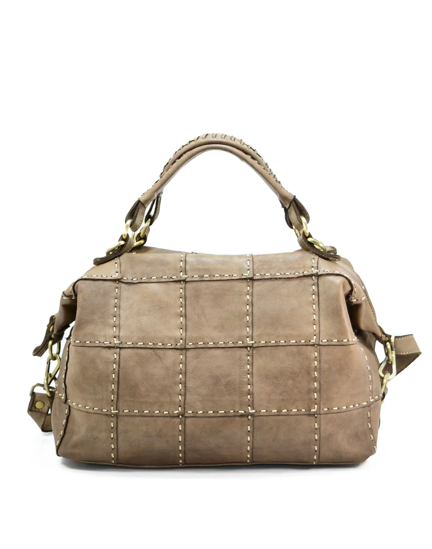 Studded leather patchwork tote bag wholesale