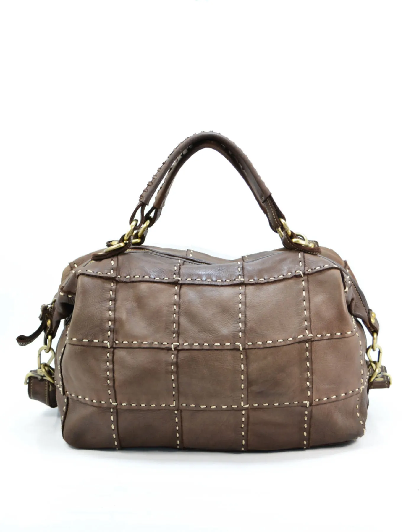 Studded leather patchwork tote bag wholesale