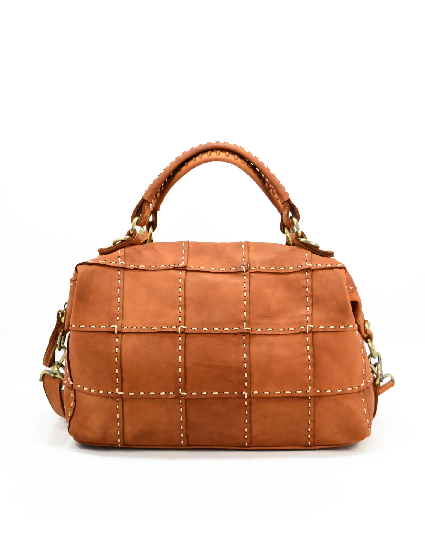 Studded leather patchwork tote bag wholesale