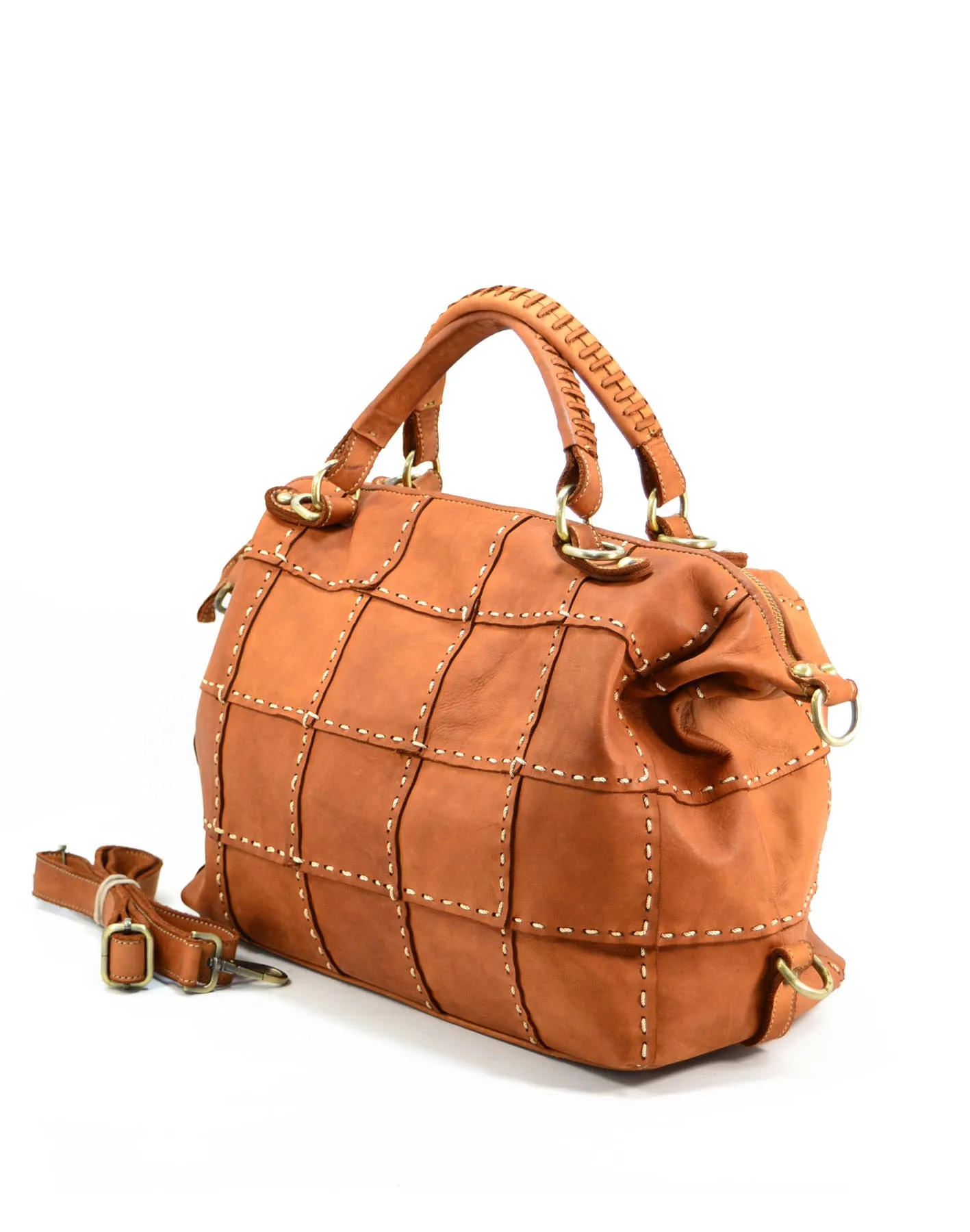 Studded leather patchwork tote bag wholesale