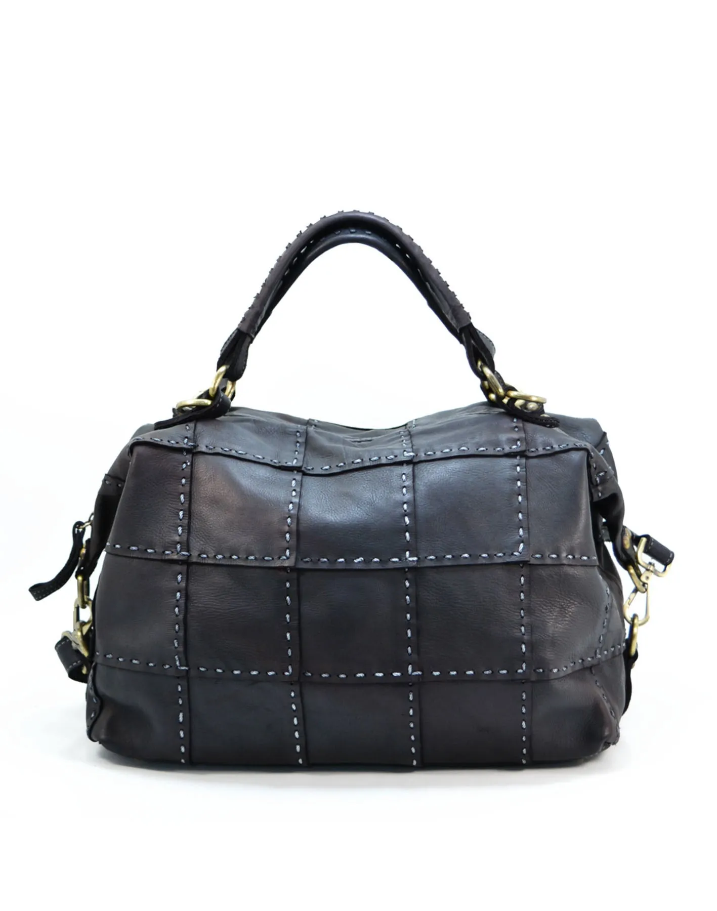 Studded leather patchwork tote bag wholesale