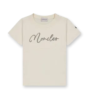 Studded Logo T-shirt Beige