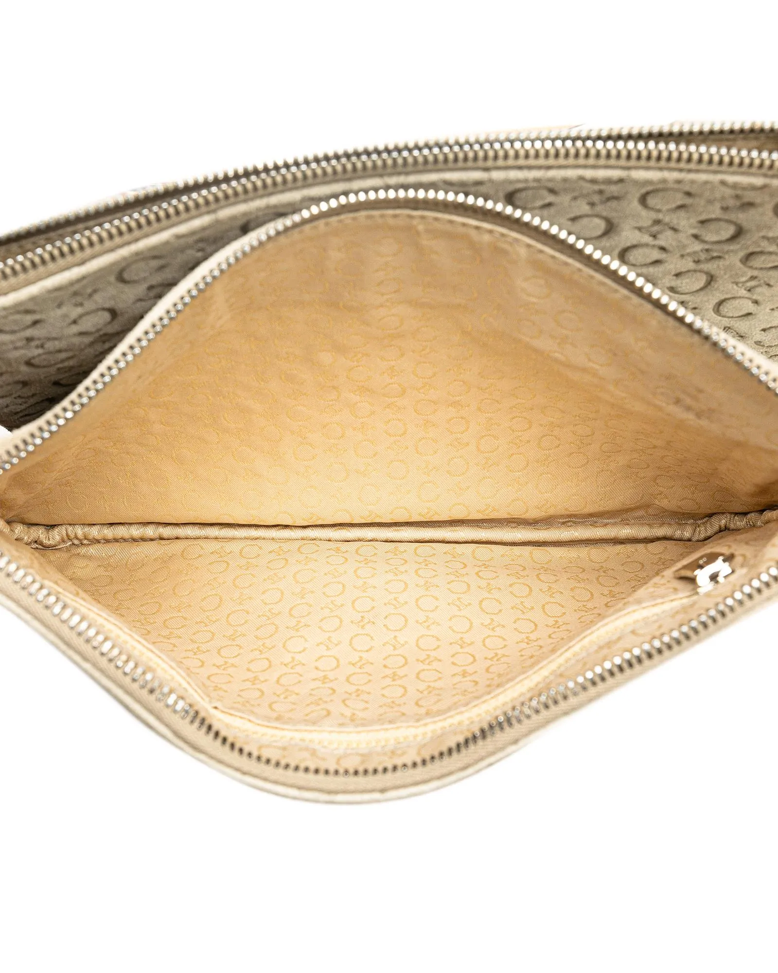 Suede Double Zip Crossbody Bag with Silver-Tone Hardware
