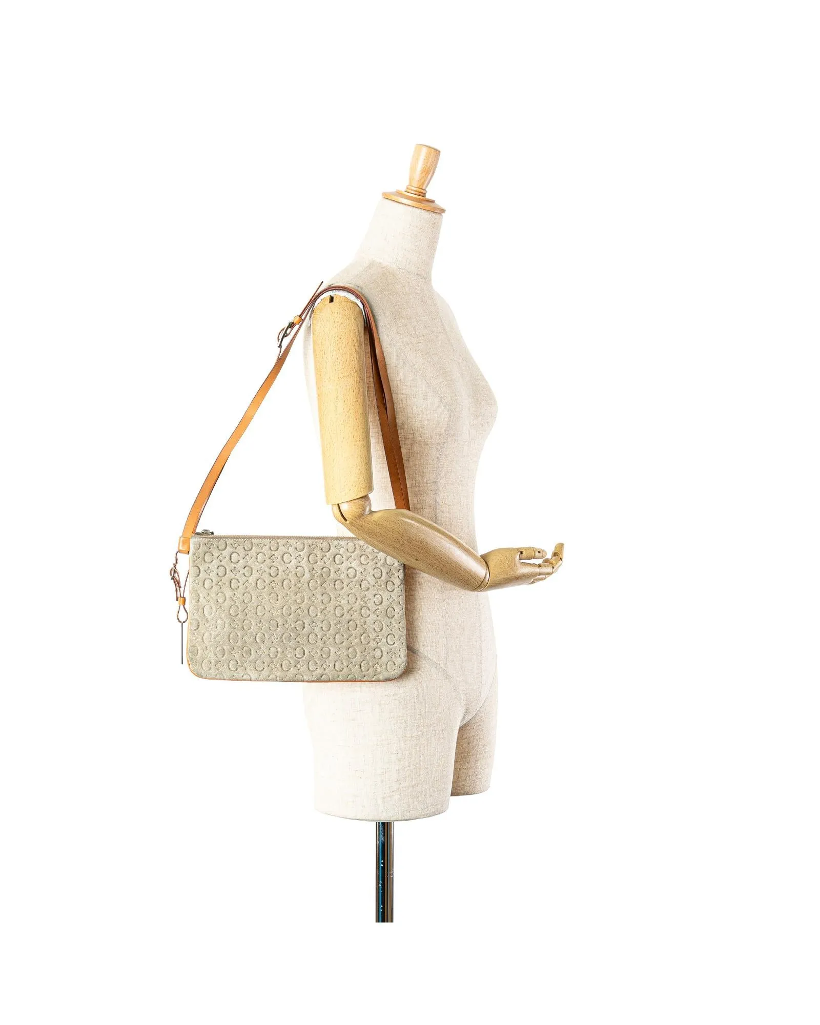 Suede Double Zip Crossbody Bag with Silver-Tone Hardware