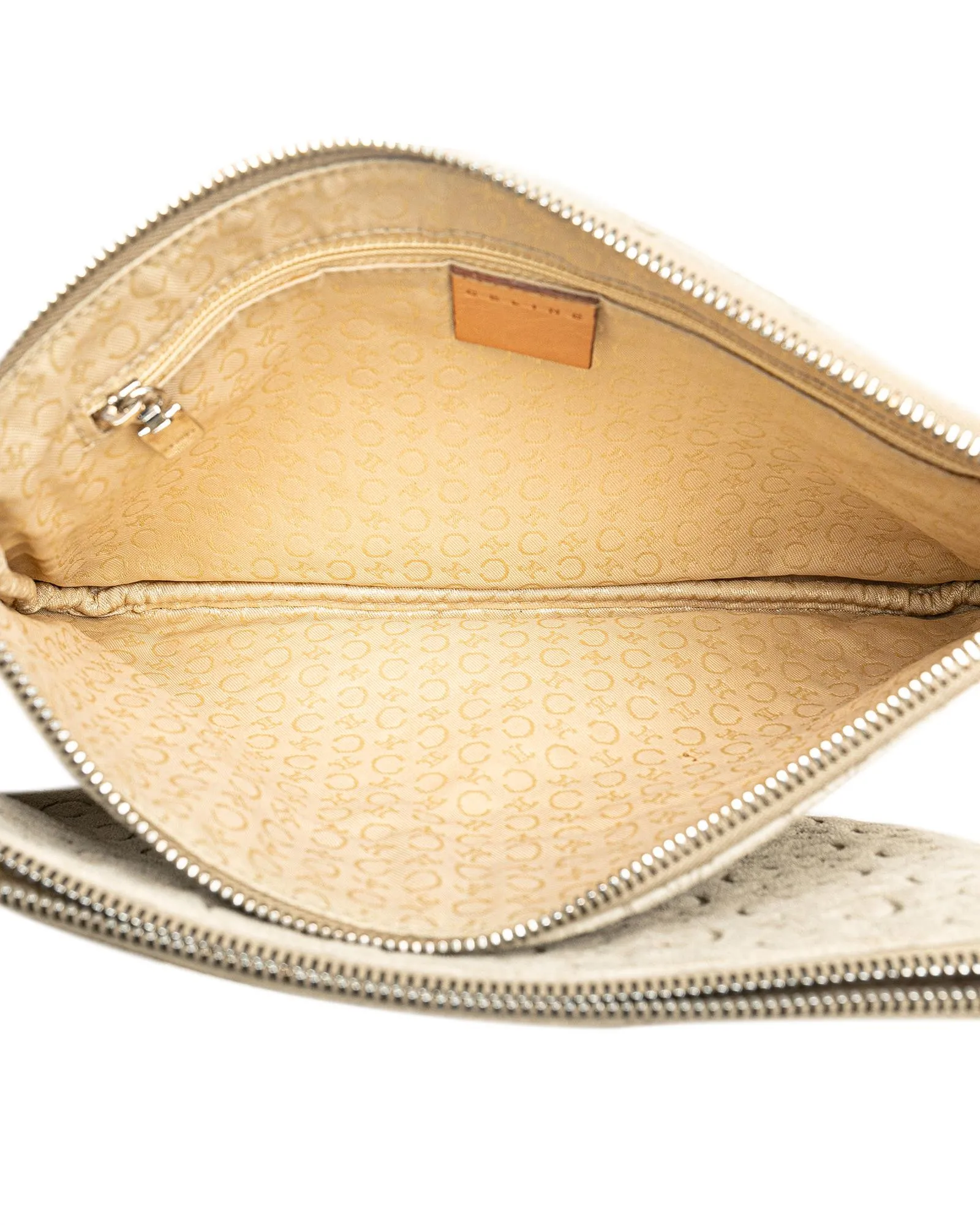 Suede Double Zip Crossbody Bag with Silver-Tone Hardware