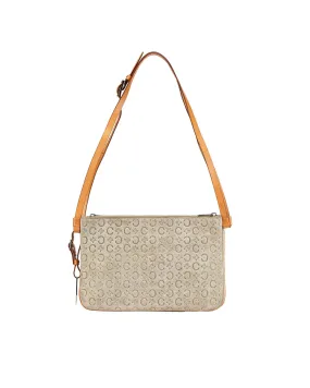 Suede Double Zip Crossbody Bag with Silver-Tone Hardware