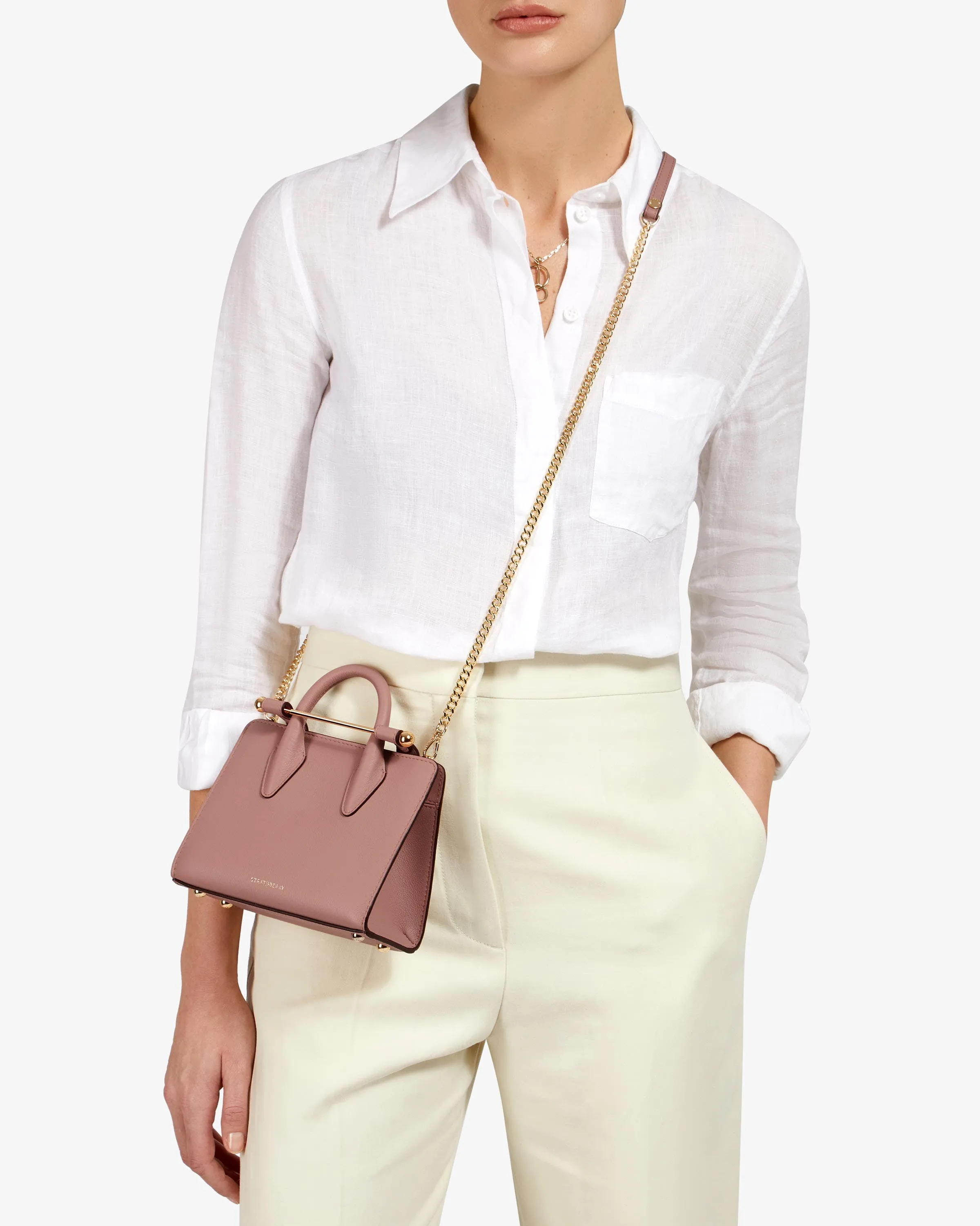 The Strathberry Nano Tote - Blush Rose