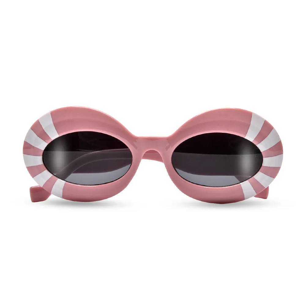 THICK OVAL STRIPED SUNGALSSES