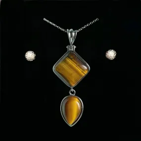 TIGER'S EYE REGAL PENDANT ONLY - FREE CHAIN & EARRINGS