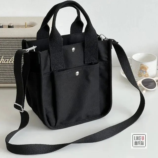 Uniwim Women Crossbody Bags Canvas Solid Color Casual Tote Bag Messenger Bag Shoulder Bag Brand Designer Simplicity Girl's Shoulder Bag