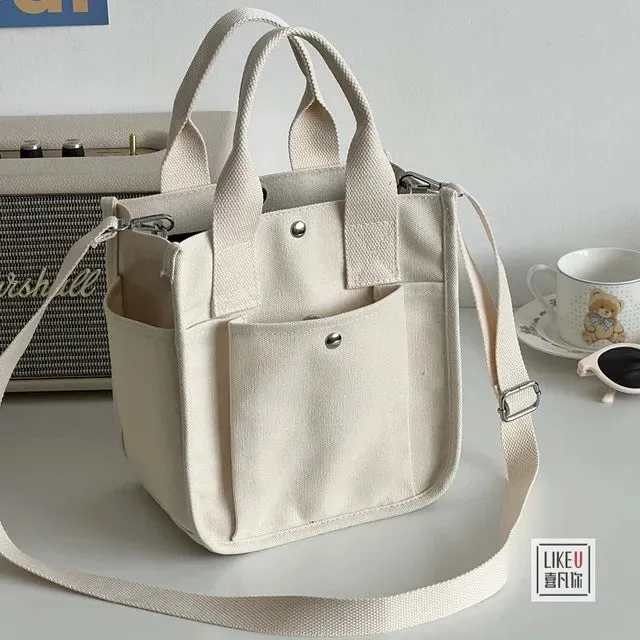 Uniwim Women Crossbody Bags Canvas Solid Color Casual Tote Bag Messenger Bag Shoulder Bag Brand Designer Simplicity Girl's Shoulder Bag