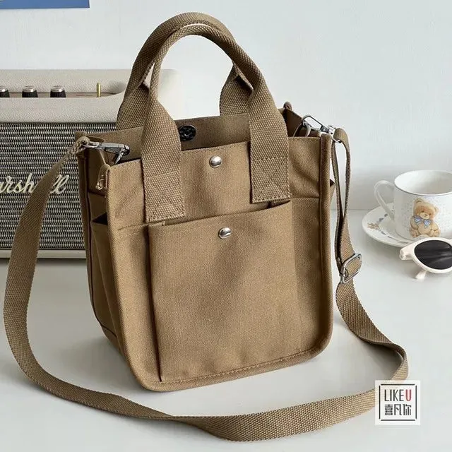Uniwim Women Crossbody Bags Canvas Solid Color Casual Tote Bag Messenger Bag Shoulder Bag Brand Designer Simplicity Girl's Shoulder Bag