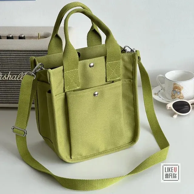 Uniwim Women Crossbody Bags Canvas Solid Color Casual Tote Bag Messenger Bag Shoulder Bag Brand Designer Simplicity Girl's Shoulder Bag